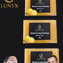 LUNYX Turmeric & Lemon Scrub Soap Beauty Bar 100g – Brightening & Exfoliating